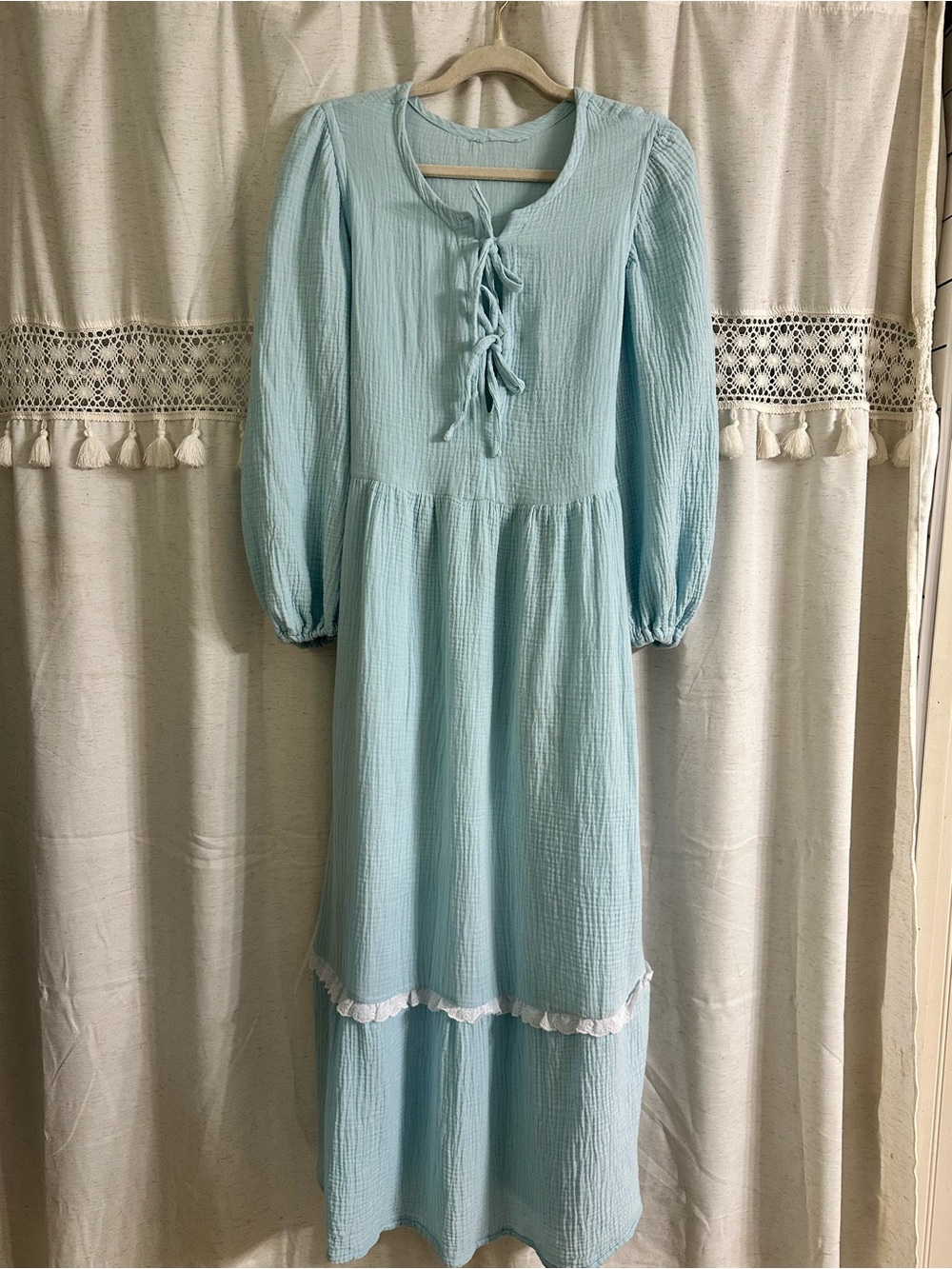 Tie Front Dress with Eyelet Lace